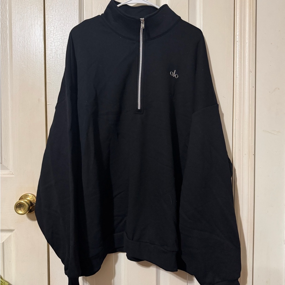 ALO Yoga Men's Black Accolade Quarter Zip-Up Sweater